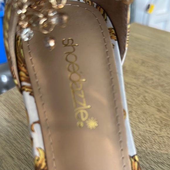 Shoe Dazzle Gold and White Stiletto Heels with Ankle Straps - Picture 8 of 8